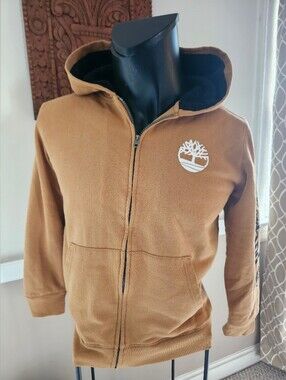 Timberland Tan Zip-Up Hoodie with Logo Sleeve ( L 14-16)